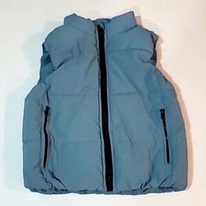 ZARA powder Blue Puffer Vest Trim Detail